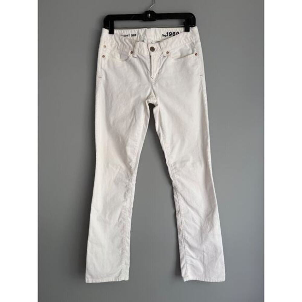 Gap 1969 Real Straight Corduroy Jeans Pants 26/2 White 98% Cotton Minimalist Y2K